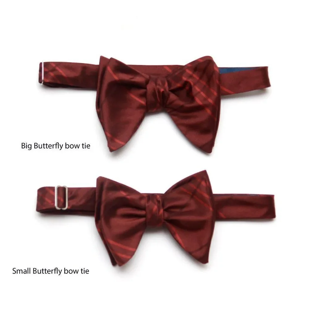 New Men's Self-tied Bow Tie 100%Silk SMALL Butterfly‎ Burn Plaid S652